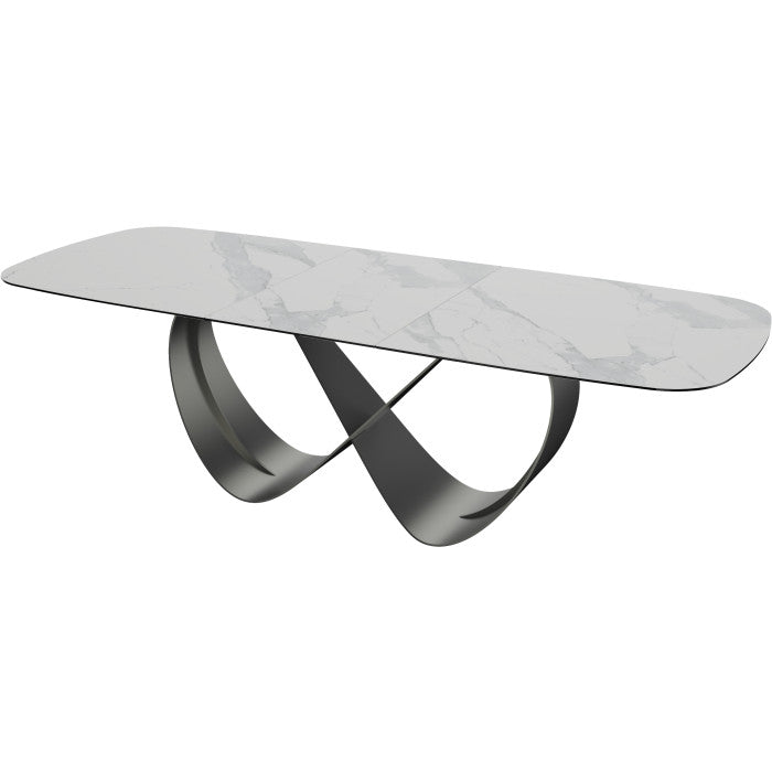 Keramik Esstisch ausziehbar weiß, Esstisch weiß Marmoroptik Keramik Tischplatte, Tisch Keramik ausziehbar, Länge 180-240 cm