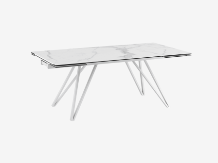 Outdoor Gartentisch ausziehbar Marmoroptik, Keramik Gartentisch weiß Marmoroptik, Esstisch ausziehbar weiß-grau, Maße 150-230 cm