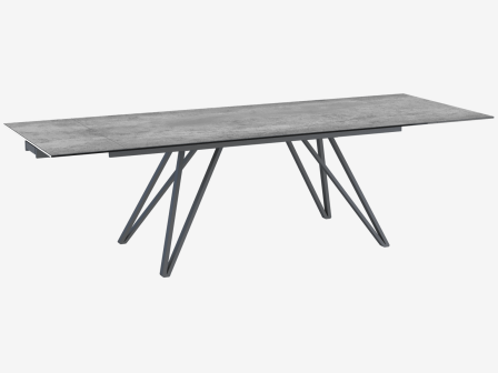 Outdoor Gartentisch ausziehbar Marmoroptik, Keramik Gartentisch anthrazit Marmoroptik, Esstisch ausziehbar anthrazit-grau, Maße 190-270 cm