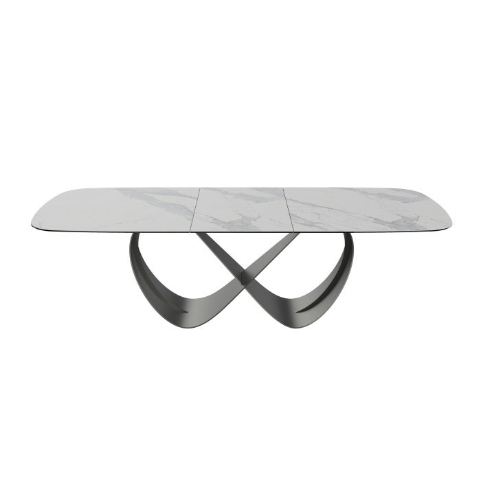 Keramik Esstisch ausziehbar weiß, Esstisch weiß Marmoroptik Keramik Tischplatte, Tisch Keramik ausziehbar, Länge 180-240 cm