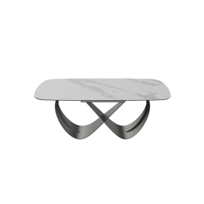 Keramik Esstisch ausziehbar weiß, Esstisch weiß Marmoroptik Keramik Tischplatte, Tisch Keramik ausziehbar, Länge 180-240 cm