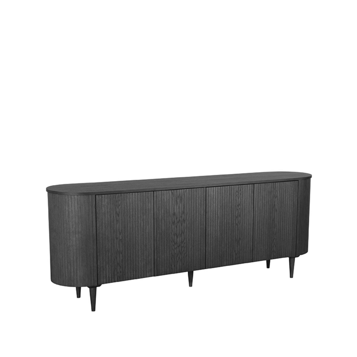 Sideboard schwarz, Anrichte schwarz Massivholz, Breite 200 cm