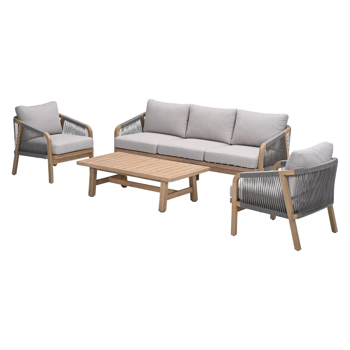 Gartensofa taupe 4-teilig, Gartensessel Holz taupe, Gartensitzgruppe Holz