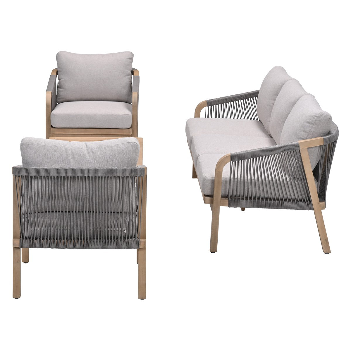 Gartensofa taupe 4-teilig, Gartensessel Holz taupe, Gartensitzgruppe Holz