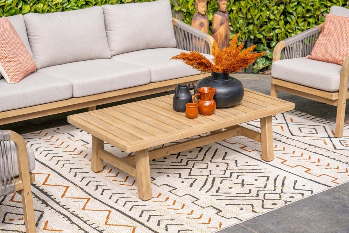 Gartensofa taupe 4-teilig, Gartensessel Holz taupe, Gartensitzgruppe Holz