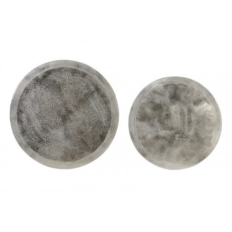 Couchtische 2er Set Metall silber-schwarz, Couchtisch schwarz Metall, Durchmesser 75 cm