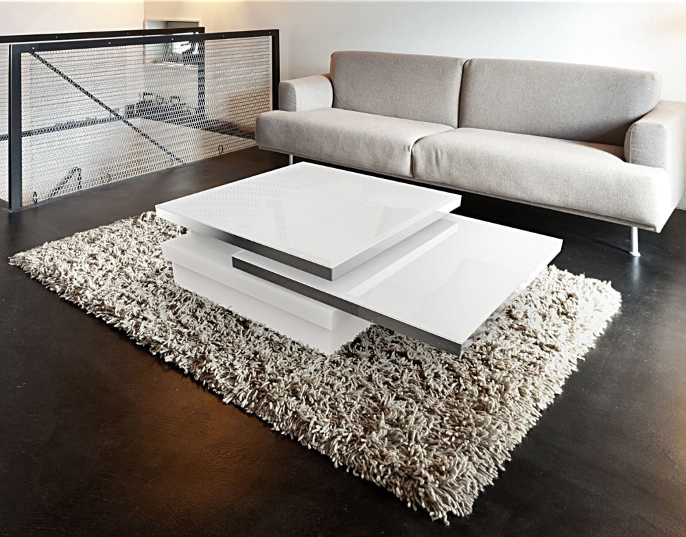 Couchtisch weiß, Couchtisch Glas, Glastisch weiß, Maße 90x60 cm