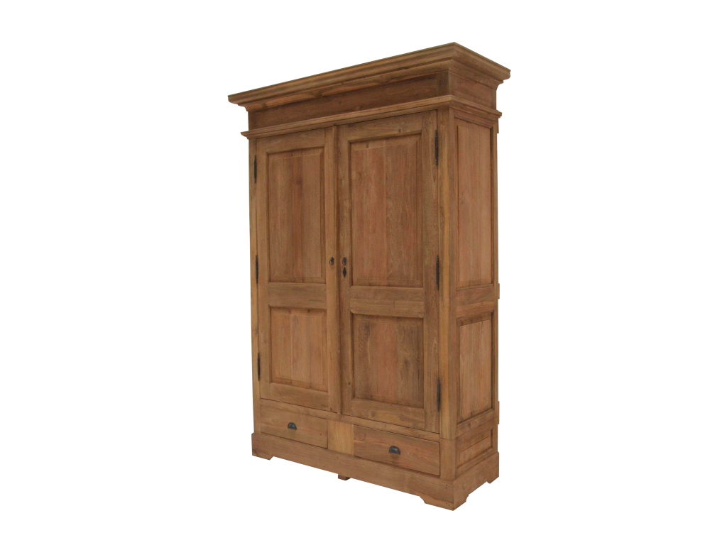 Kleiderschrank Teakholz, Schrank Teakholz Landhaus, Garderobenschrank Holz, Breite 120 cm