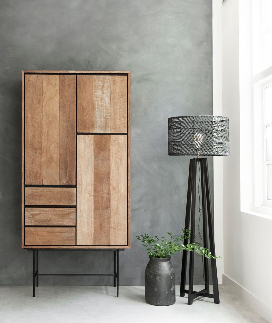 Kleiderschrank Teak Massivholz, Schrank Holz Teak, Wohnzimmerschrank Holz, Breite 100 cm