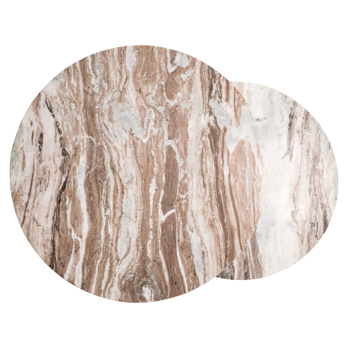 Couchtisch beige rund Gold, 2er Set runder Couchtisch Marmor beige, Durchmesser 85 cm