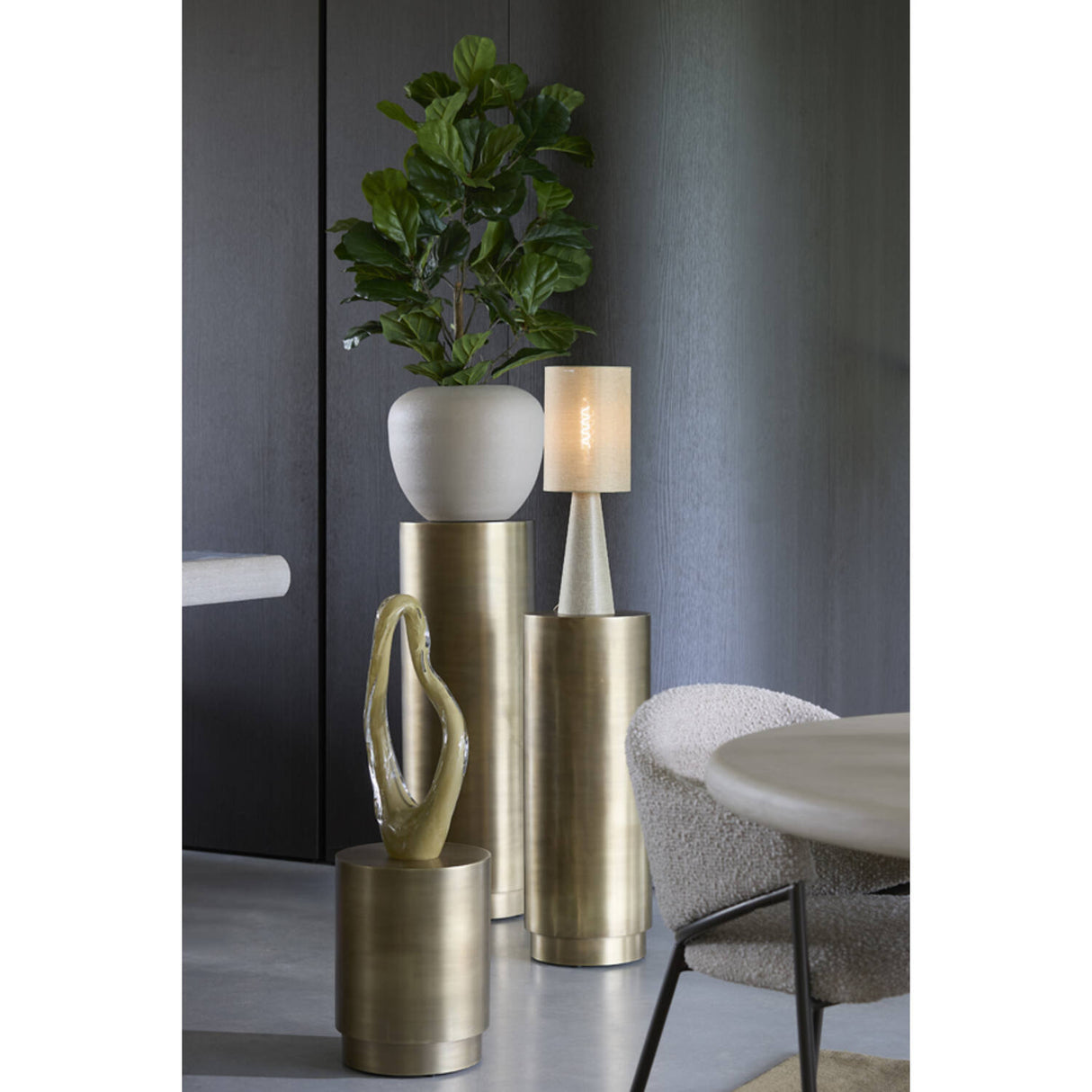 Säule rund Gold-Bronze, Dekosäule Metall Gold, Höhe 100 cm