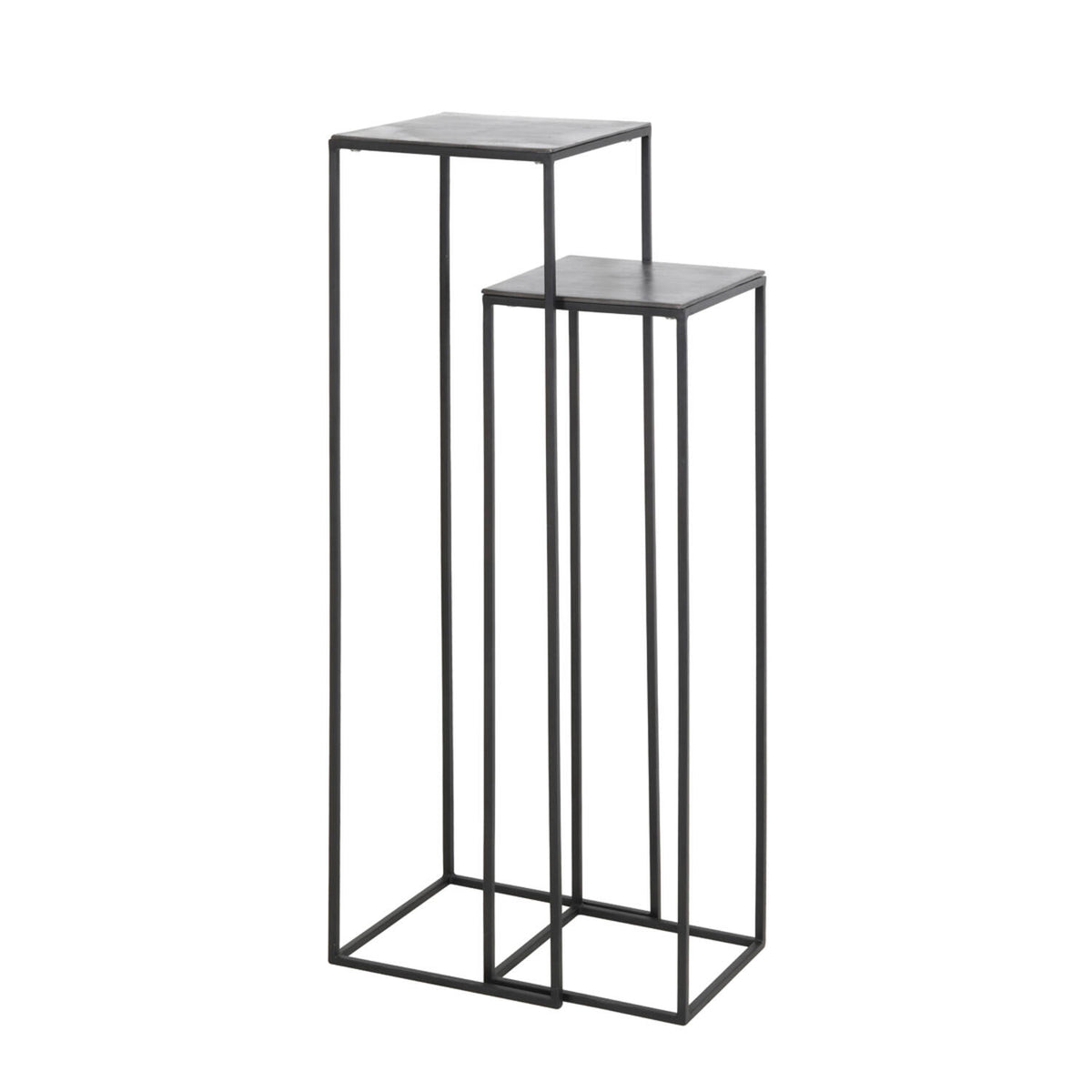 Säule schwarz Metall 2er Set, Dekosäule schwarz Metall, Beistelltisch Metall schwarz, Höhe 100 cm