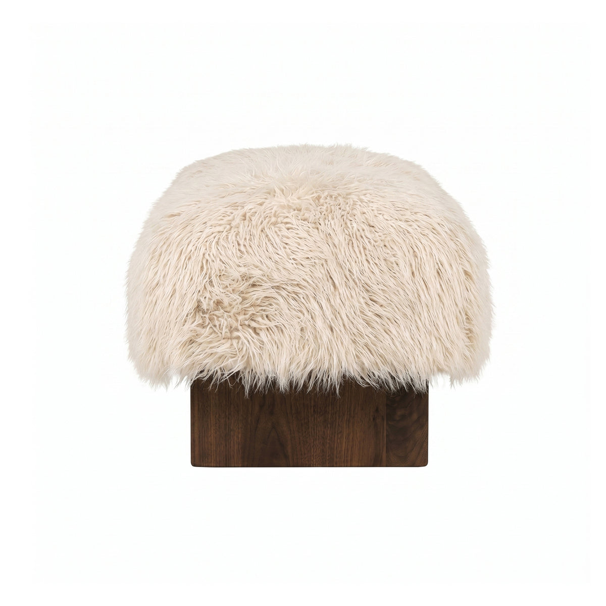 Sitzbank creme Felloptik, Bettbank creme-braun Schaffelloptik, Bank creme Schafsfell-Optik, Länge 90 cm