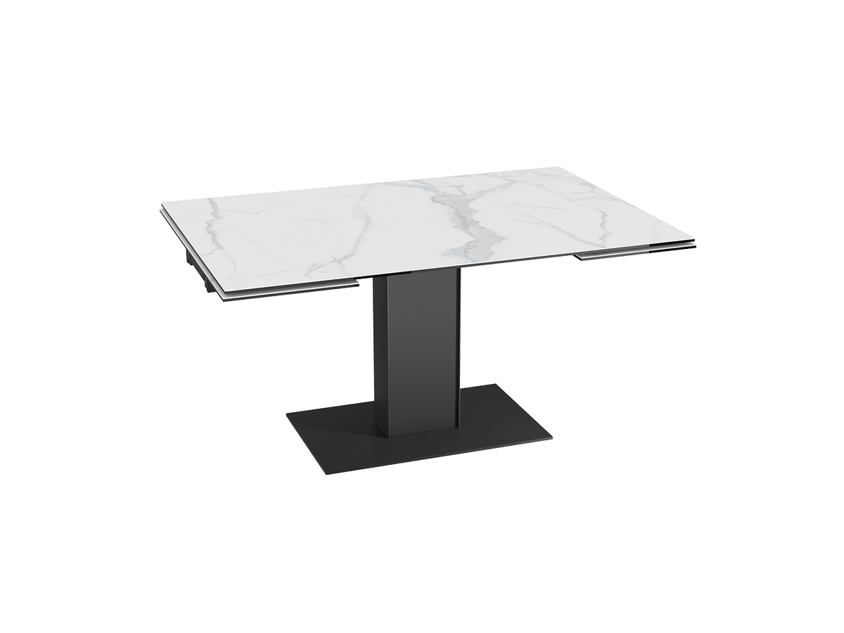 Extendable table with grey ceramic tabletop, dining table with stainless steel frame, extendable dining table, width 130-200 cm
