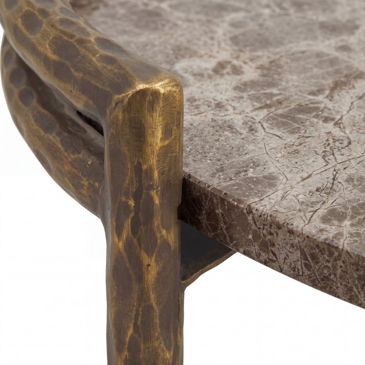 Couchtisch rund Marmor-Bronze, Couchtisch Marmor braun, Breite 80 cm