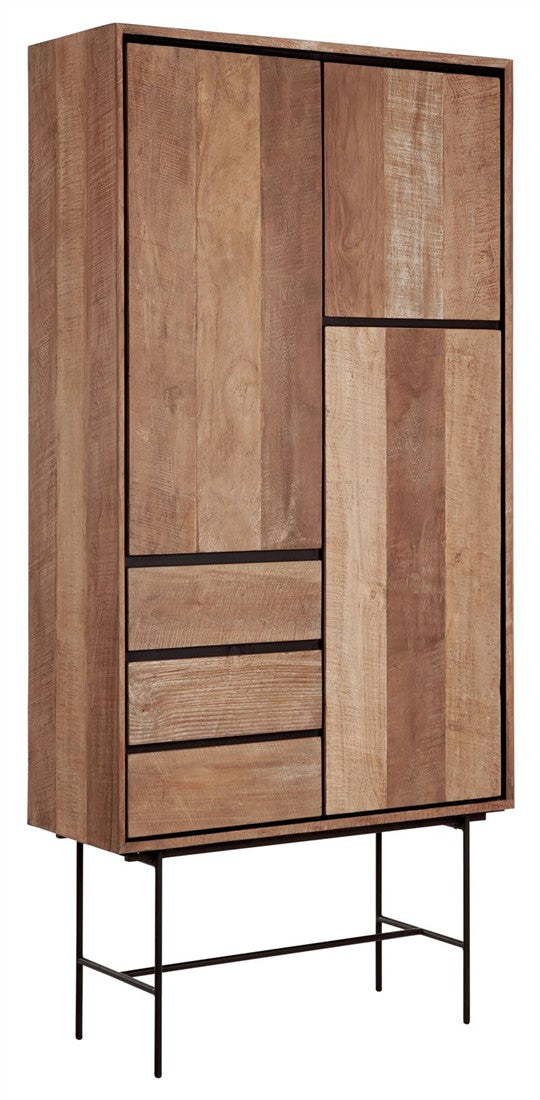 Kleiderschrank Teak Massivholz, Schrank Holz Teak, Wohnzimmerschrank Holz, Breite 100 cm