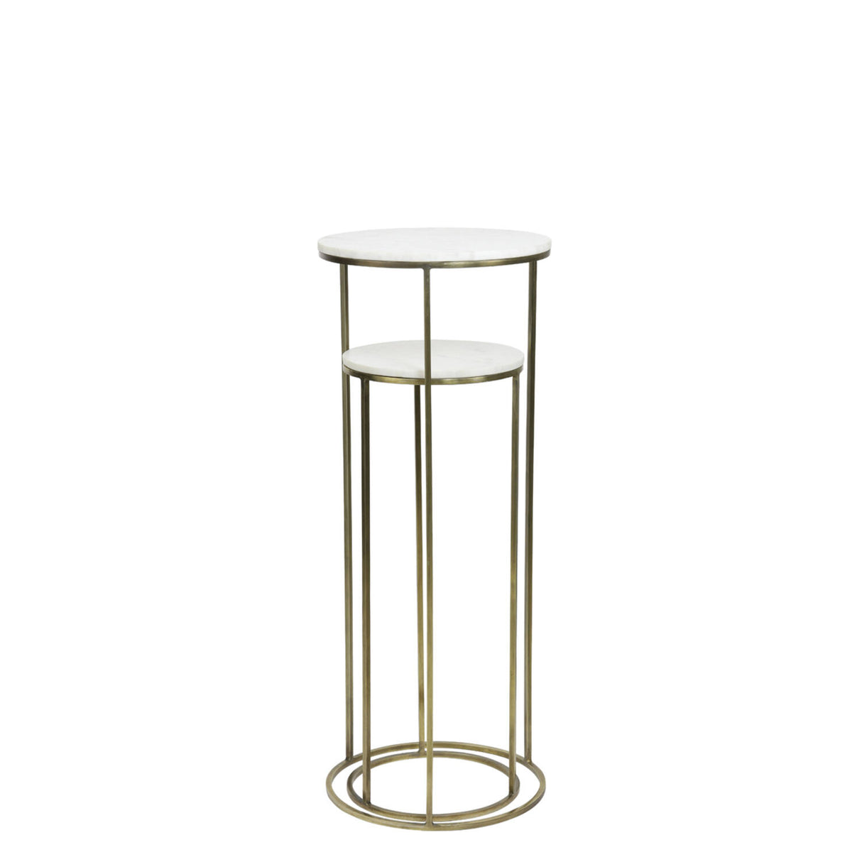 Säule Bronze 2er Set, Dekosäule Bronze-weiß Marmor-Metall, Höhe 102 cm