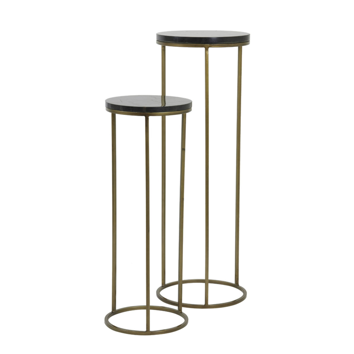 Säule Bronze Metall Glas 2er Set, Dekosäule Bronze-schwarz Metall, Höhe 100 cm