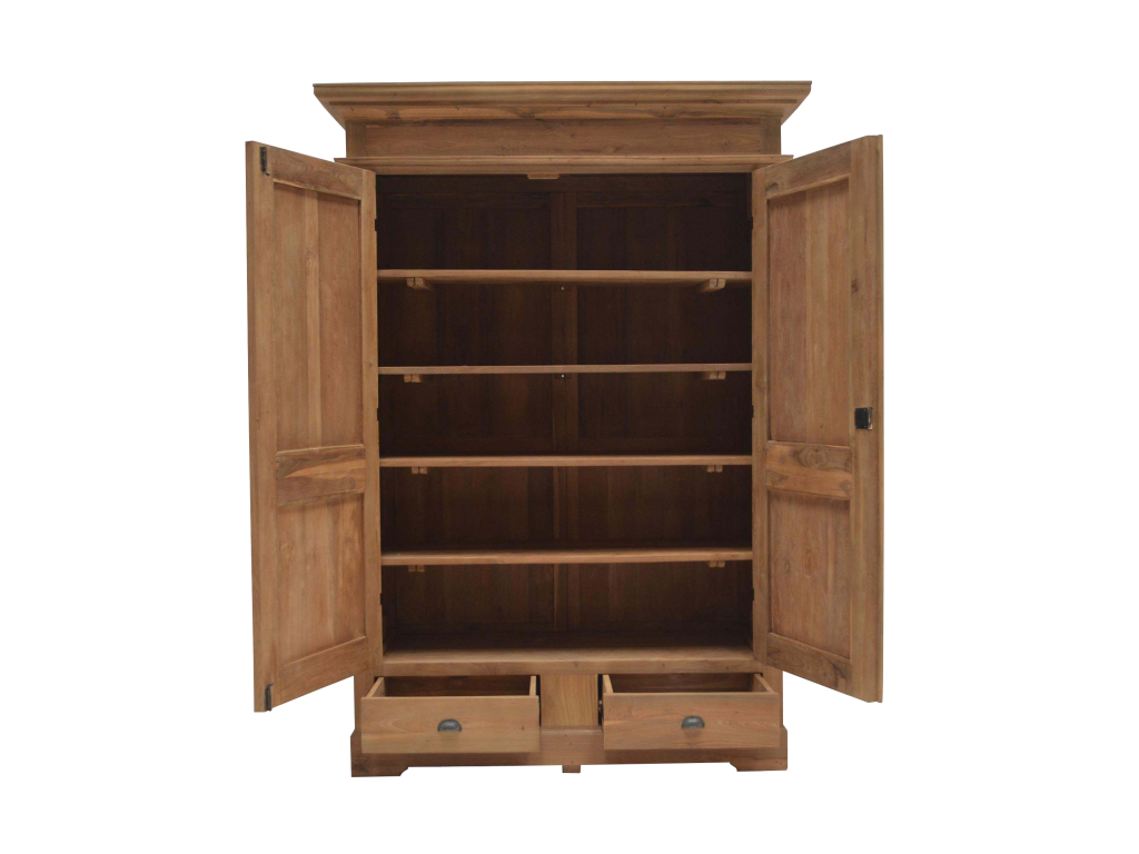 Kleiderschrank Teakholz, Schrank Teakholz Landhaus, Garderobenschrank Holz, Breite 120 cm