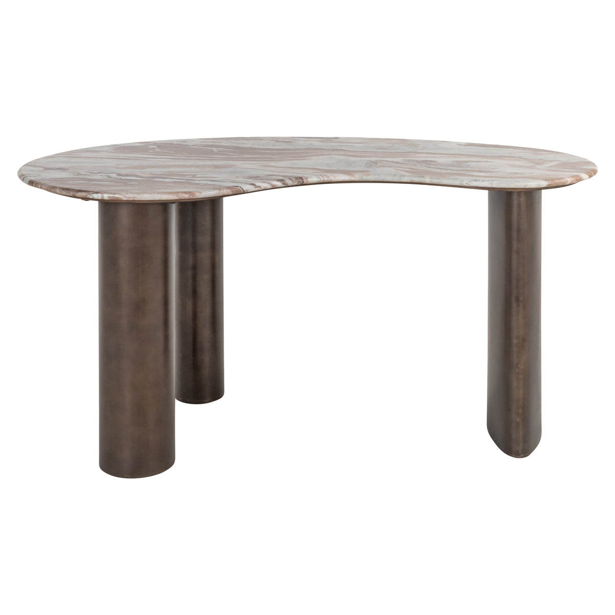 Schreibtisch halbrund Marmor, Schreibtisch Marmor-Metall, Länge 160 cm