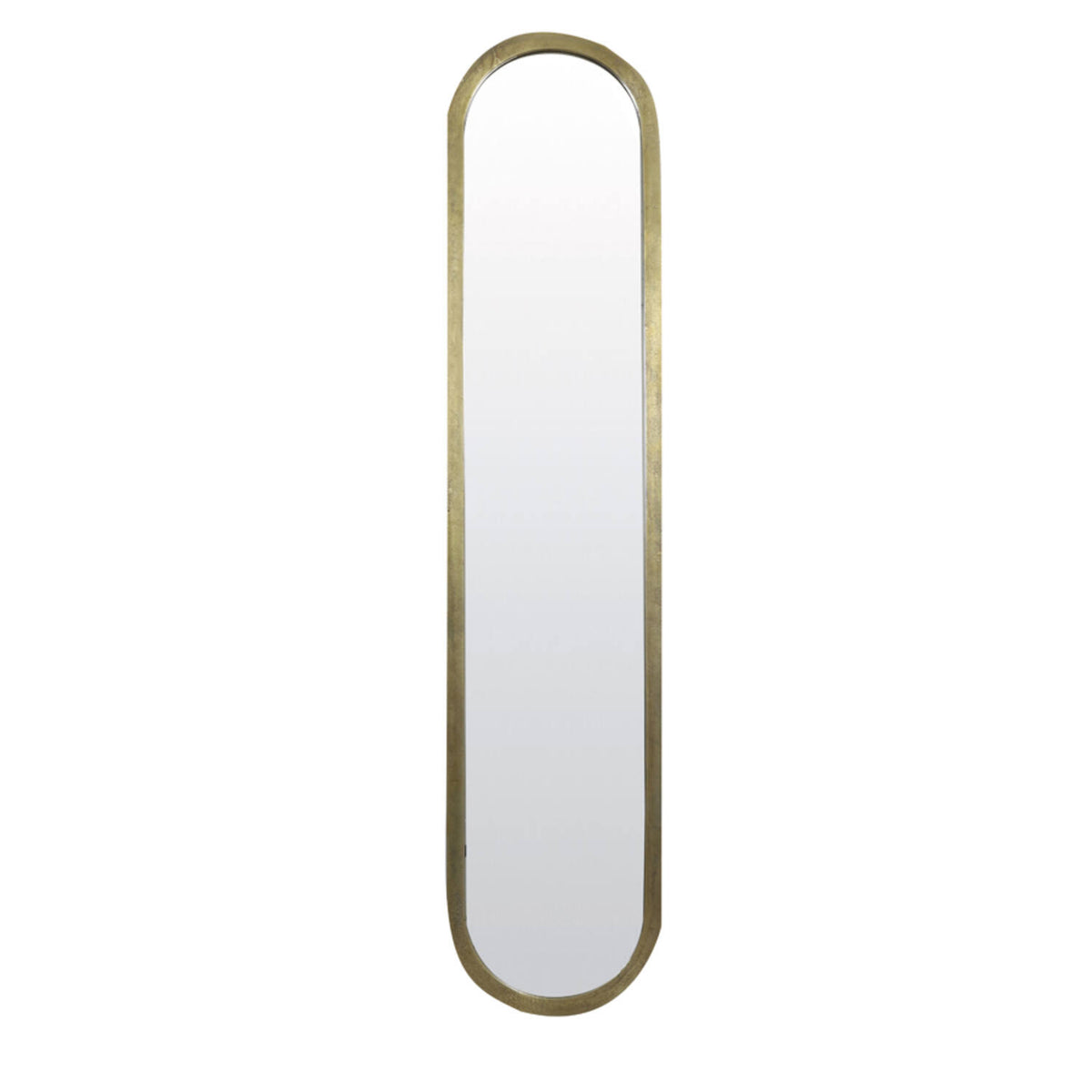 Spiegel oval Bronze-Gold, Wandspiegel Metall oval Gold, Wandspiegel Gold, Höhe 175 cm