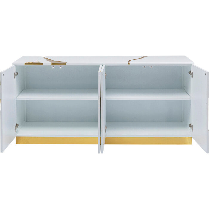 Sideboard weiß-Gold, Anrichte Gold weiß, Breite 160 cm