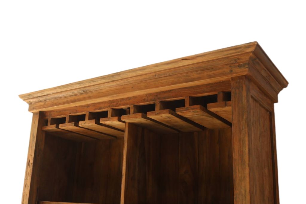Weinschrank Holz Teak, Weinregal Teak, Weinbar Teakholz, Breite 120 cm