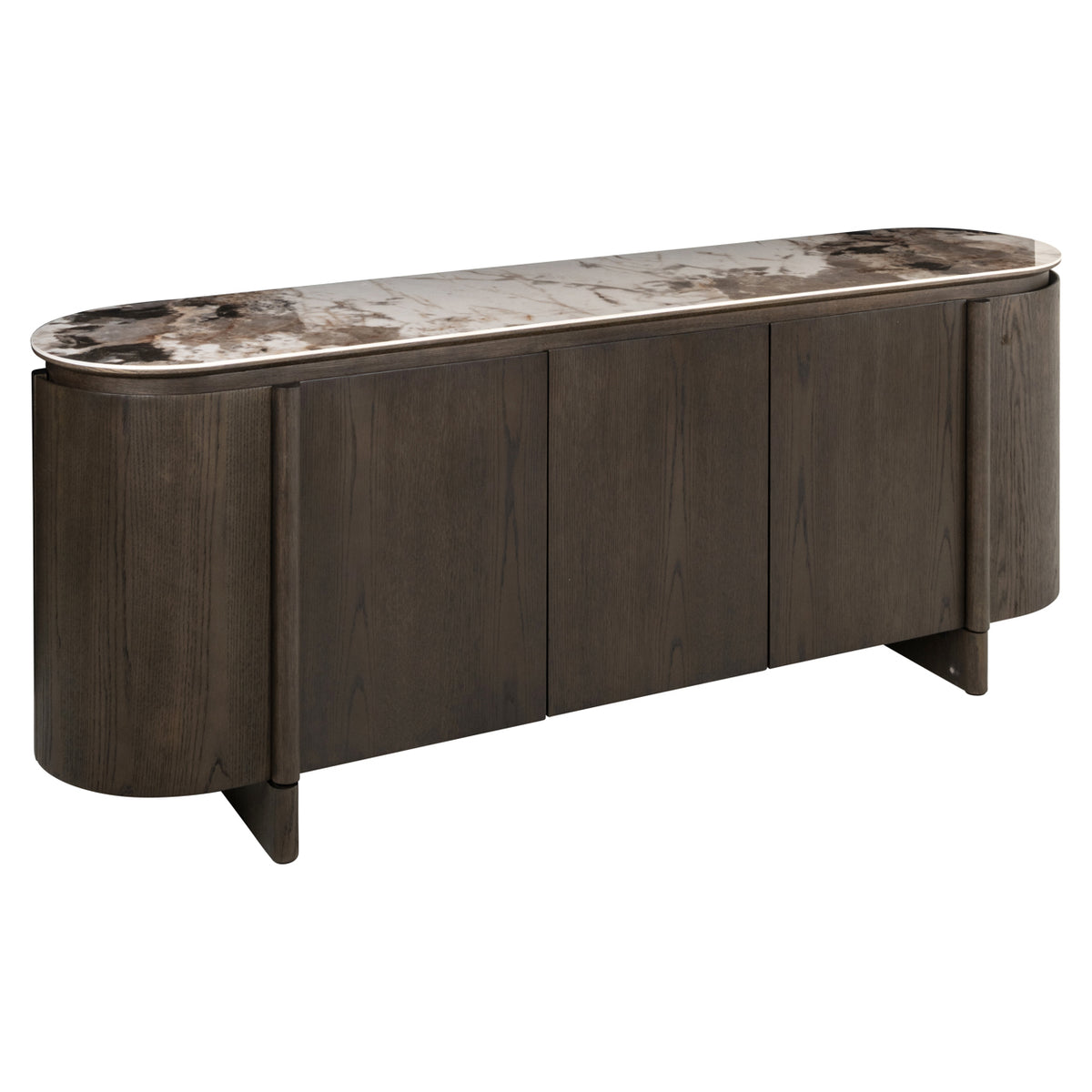 Brown mirrored sideboard, brown mirrored credenza, width 162 cm