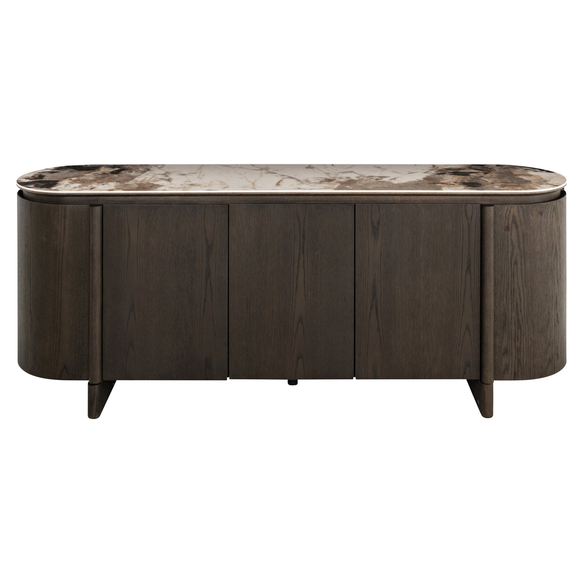 Brown mirrored sideboard, brown mirrored credenza, width 162 cm