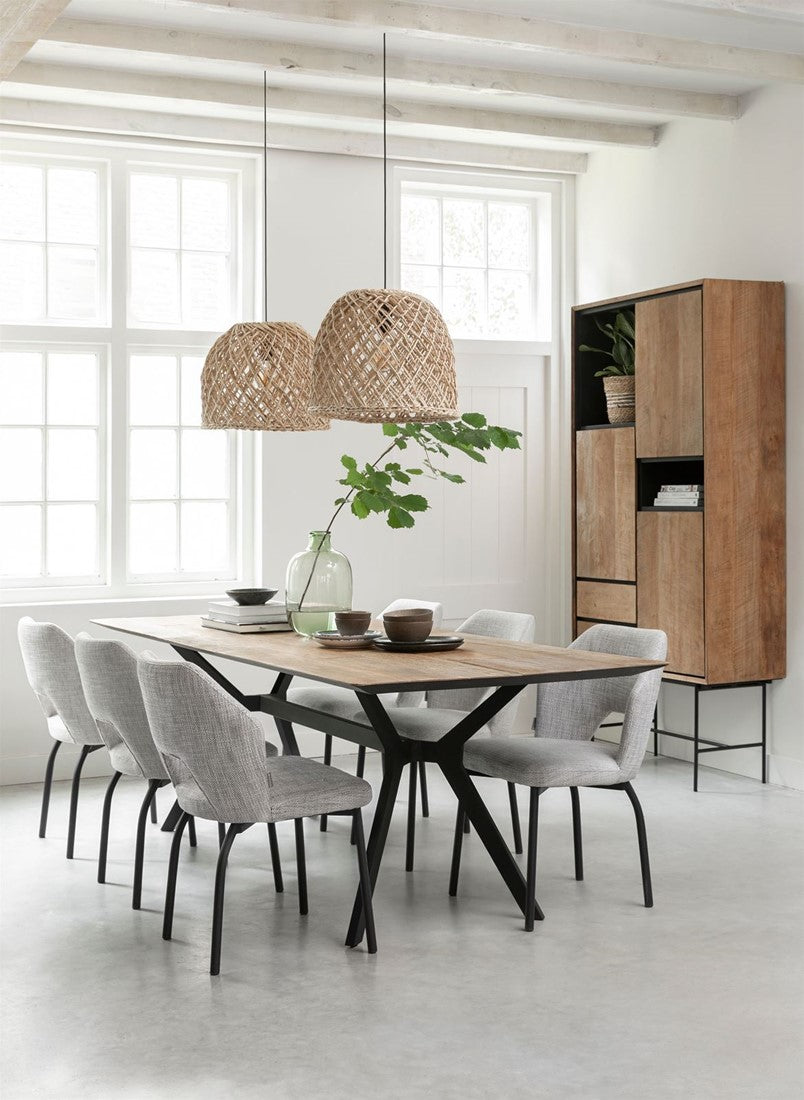 Solid wood display cabinet, display cabinet with metal doors, metal and wood crockery cabinet, width 100 cm