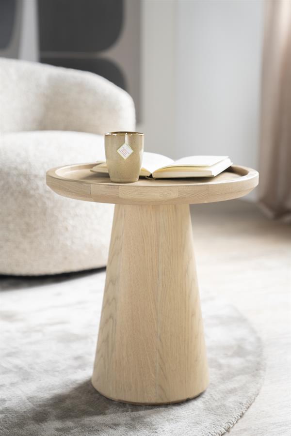 Couchtisch Eiche furniert, runder Couchtisch Farbe Natur-Eiche, Durchmesser 80 cm