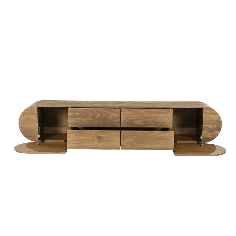 Fernsehschrank oval Holz furniert, TV Schrank Naturholz, Breite 210 cm