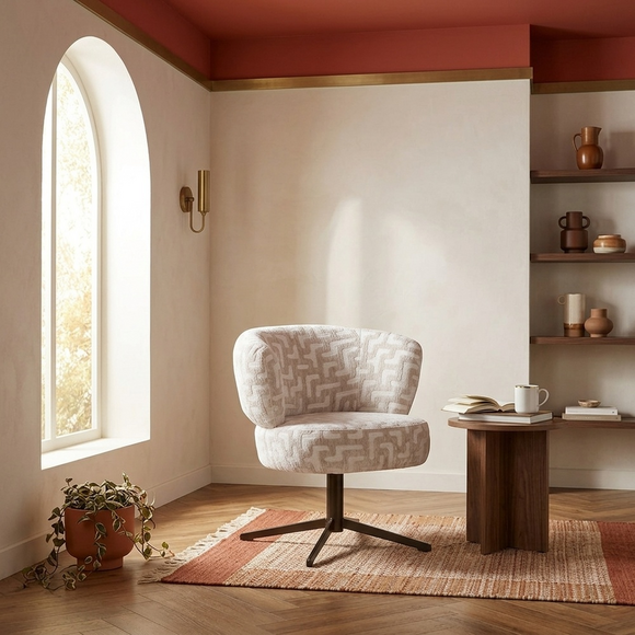 Stuhl beige drehbar, gepolsterter Esszimmerstuhl beige