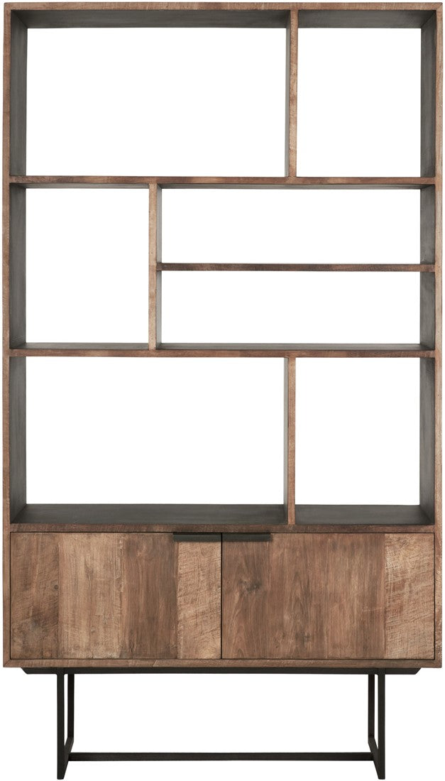Regal Holz, Bücherregal Metall Holz, Holzregal Teak, Breite 120 cm