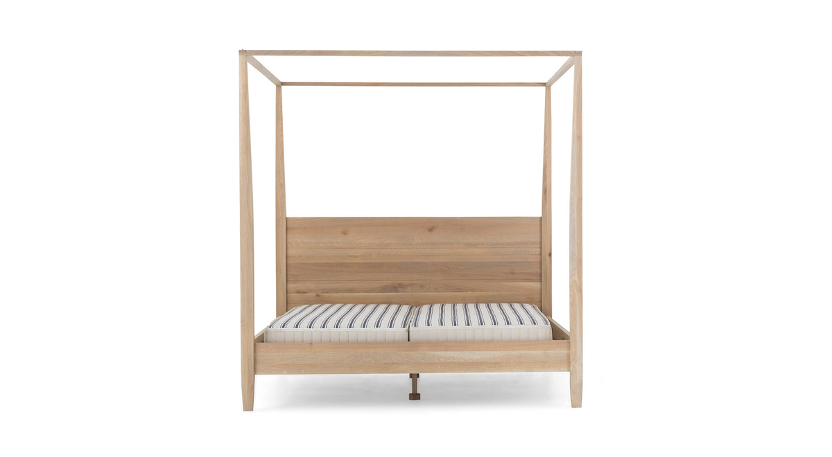 Bett Eiche-Natur Landhausstil, Himmelbett Eiche Landhaus, Breite 160 cm