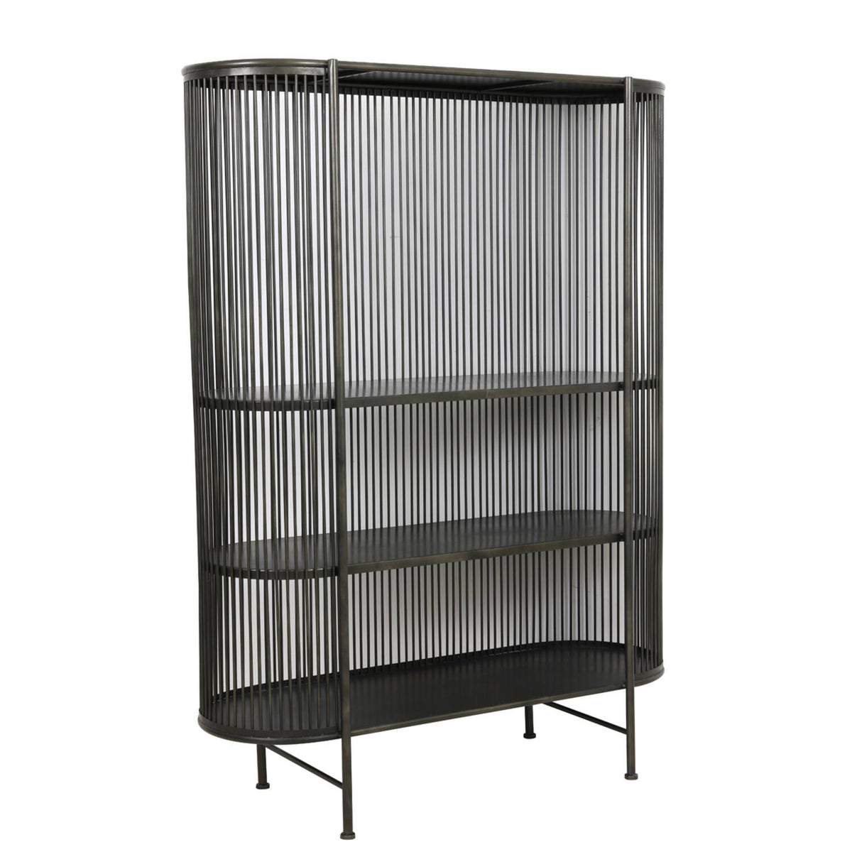 Black metal shelf, industrial design metal bookcase, metal shelving unit, width 119cm