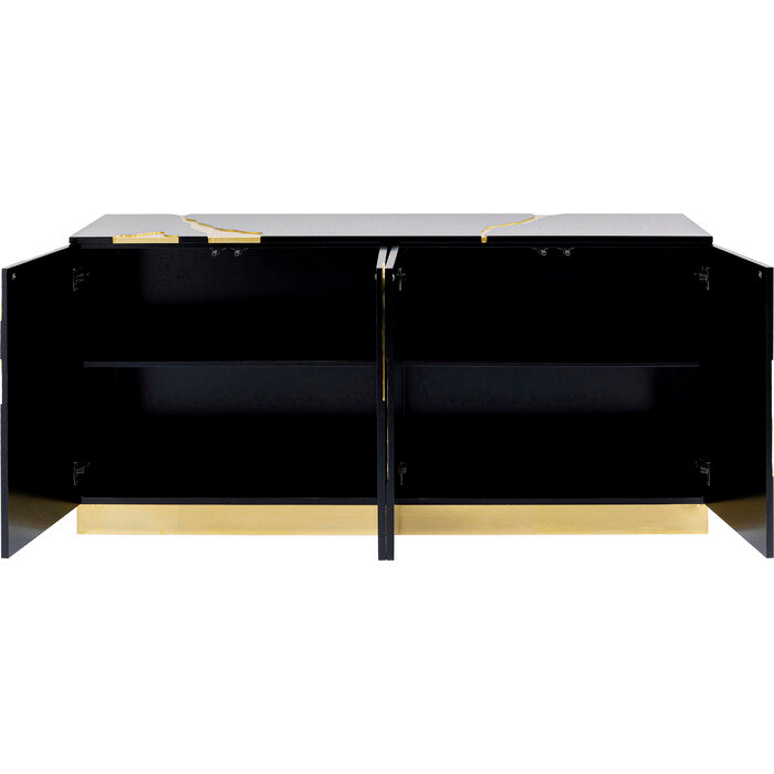 Sideboard schwarz-Gold, Anrichte Gold-schwarz, Breite 165 cm