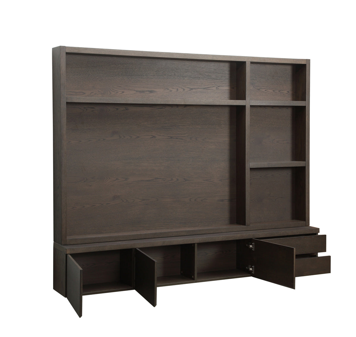TV Schrank braun, Fernsehschrank braun, Fernsehwand Eiche furniert, Maße 220 x 176 cm