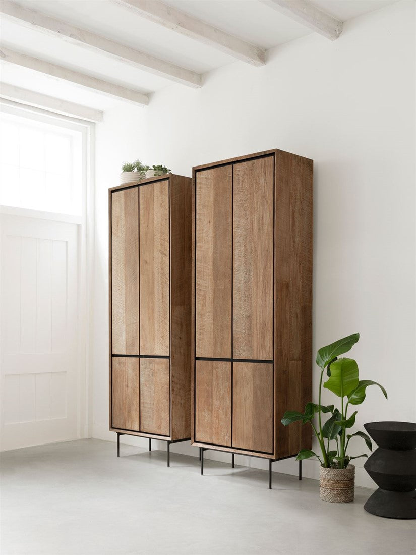 Kleiderschrank Teak Massivholz, Schrank Holz Teak, Wohnzimmerschrank Holz, Breite 70 cm