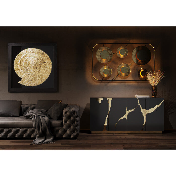 Sideboard schwarz-Gold, Anrichte Gold-schwarz, Breite 165 cm