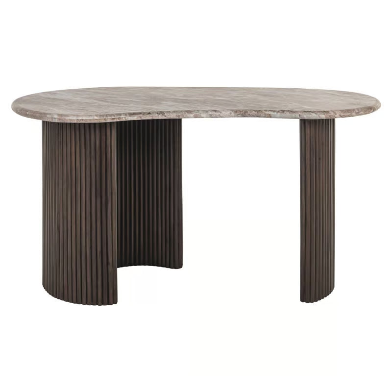 Schreibtisch halbrund Marmor, Schreibtisch braun Marmor-Tischplatte, Länge 150 cm