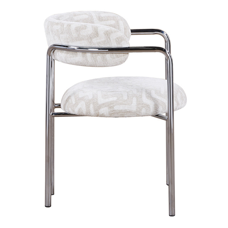Stuhl beige-Silber, gepolsterter Esszimmerstuhl Silber-Stuhlbeine Polster beige