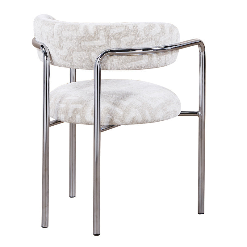 Stuhl beige-Silber, gepolsterter Esszimmerstuhl Silber-Stuhlbeine Polster beige