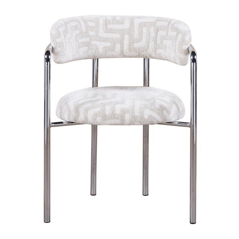 Stuhl beige-Silber, gepolsterter Esszimmerstuhl Silber-Stuhlbeine Polster beige