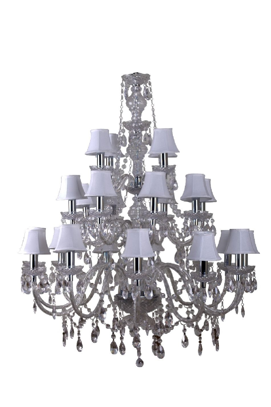 Klassischer Kronleuchter 24-armig, transparent-weiß, Durchmesser 110 cm