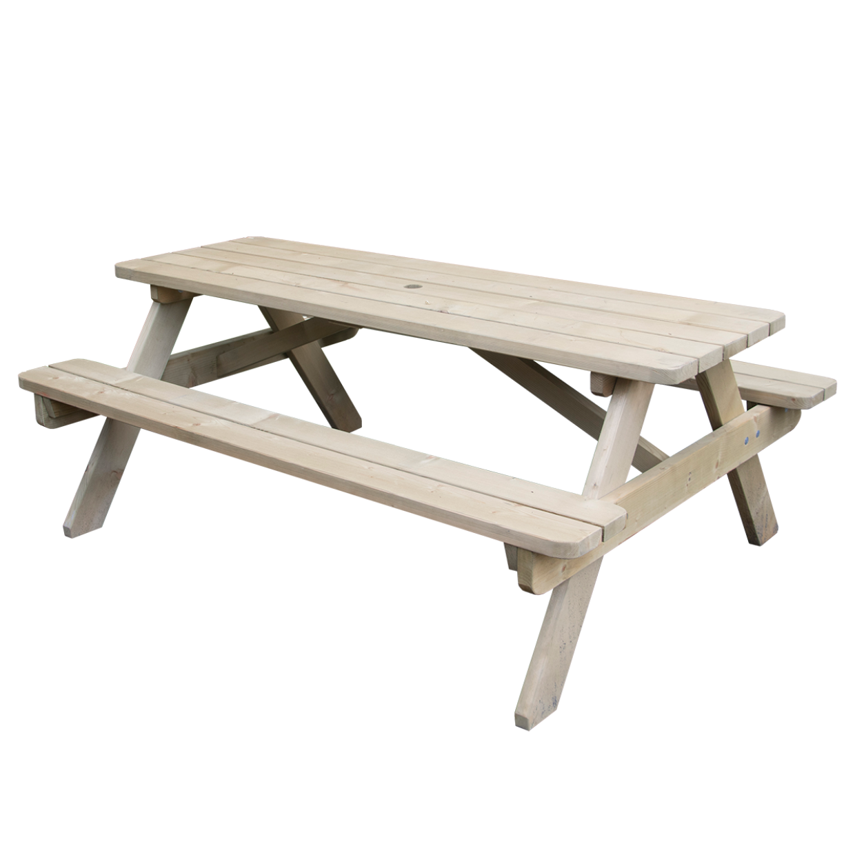 Picknicktisch Holz, Gruppensitzbank mit Tisch aus Holz, Länge 180 cm