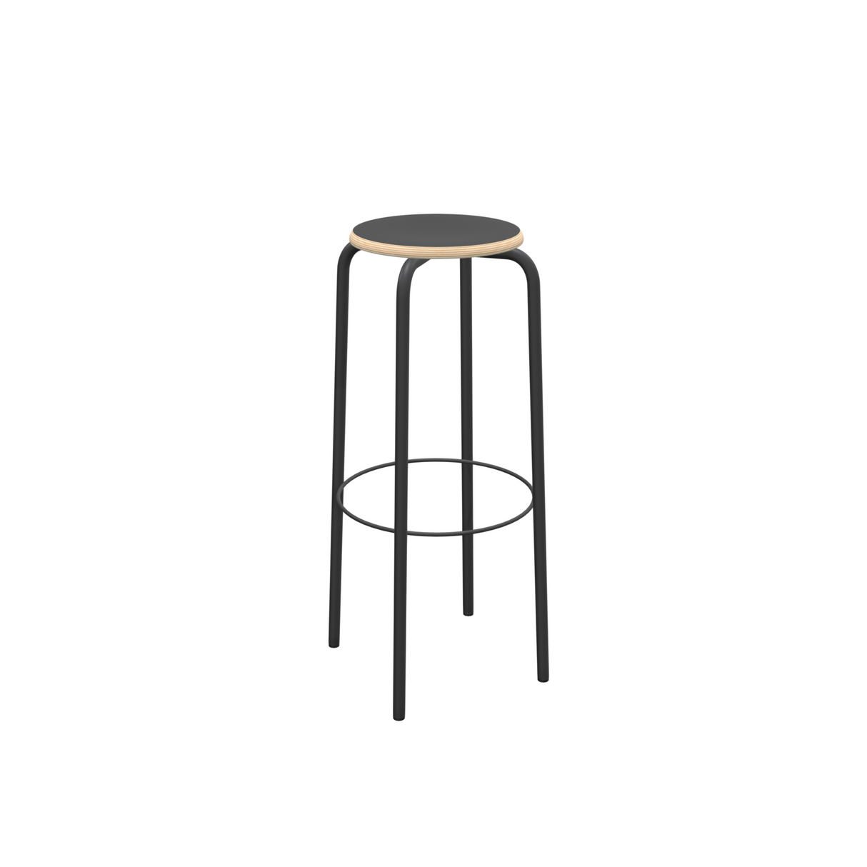 Barstuhl schwarz Metall-Gestell, Barhocker schwarz Metall, Sitzhöhe 80 cm
