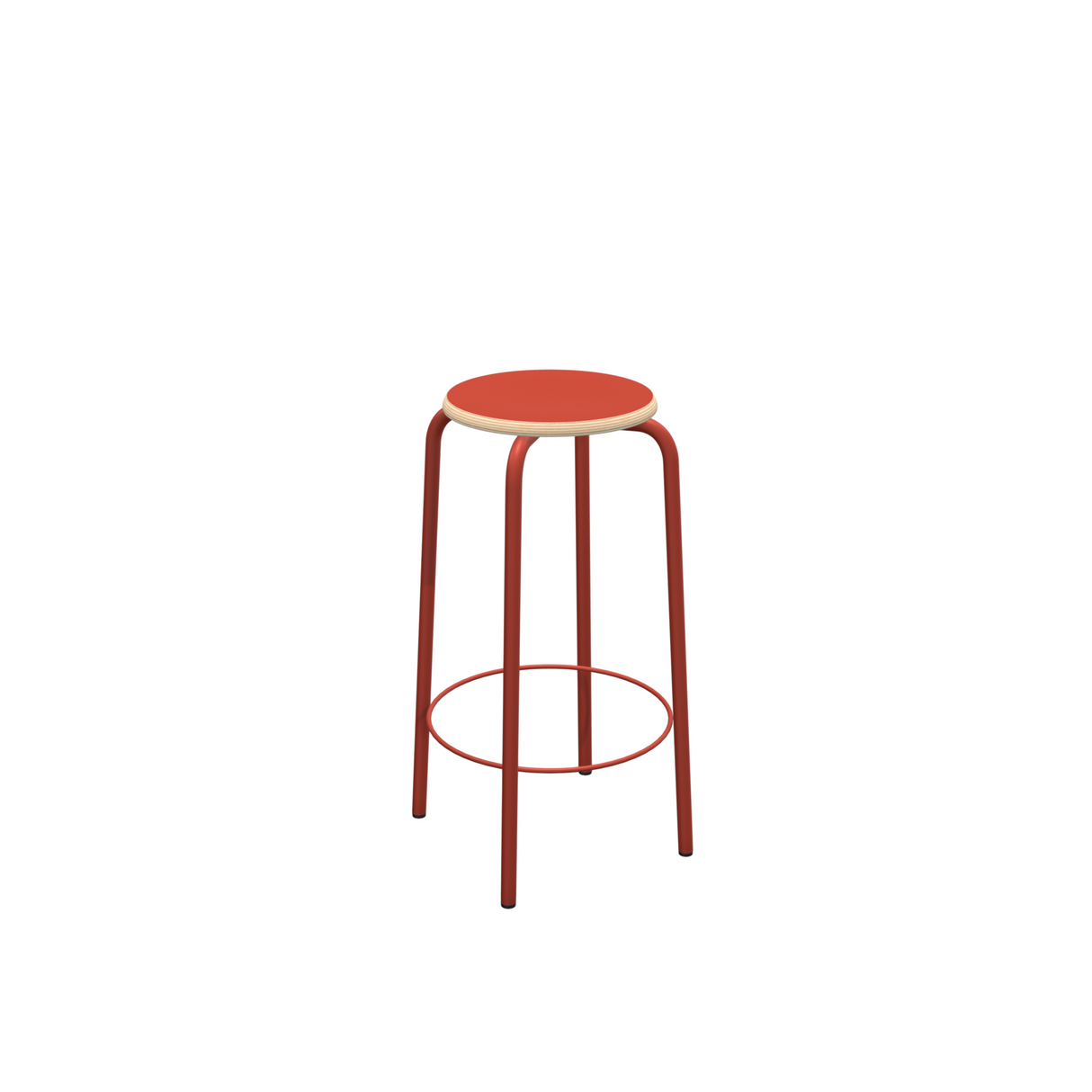 Barstuhl rot Metall-Gestell, Barhocker rot Metall, Sitzhöhe 65 cm