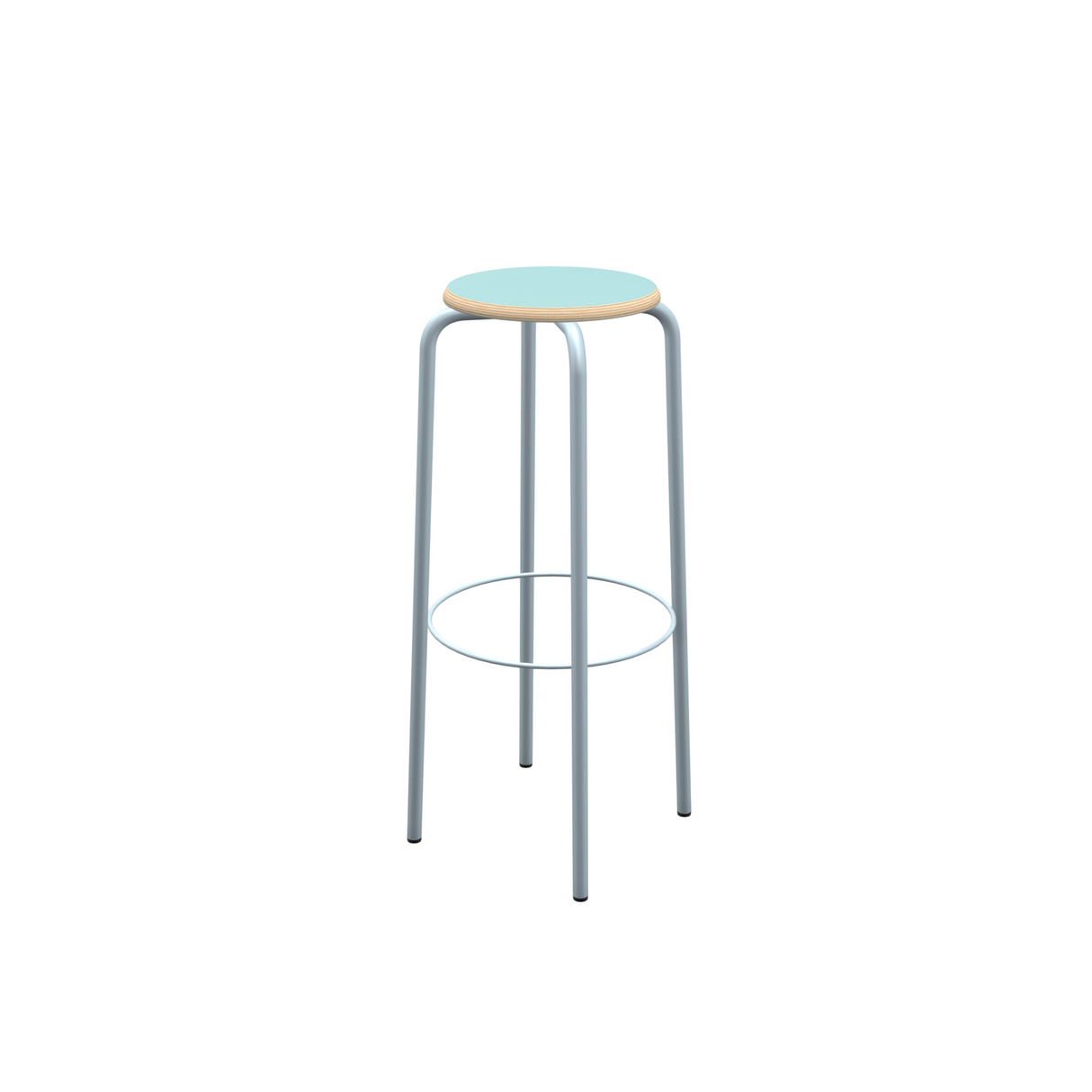 Barstuhl blau Metall-Gestell, Barhocker hellblau Metall, Sitzhöhe 80 cm