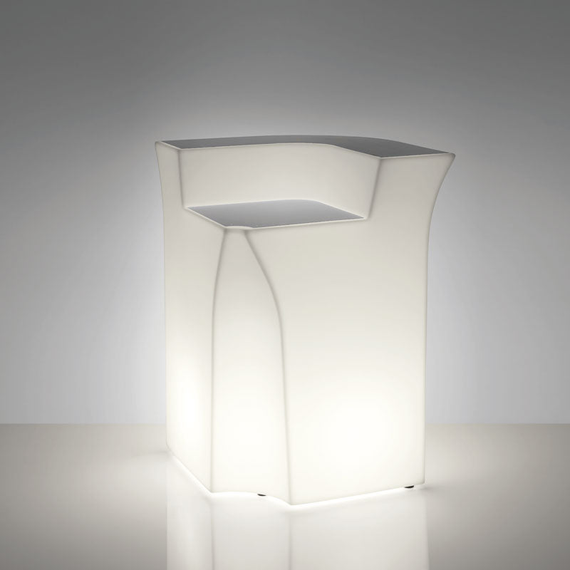 Bar weiß Kunststoff, Bartheke weiß Kunststoff, outdoor Bartresen mit Beleuchtung, Bar outdoor, Breite 90 cm